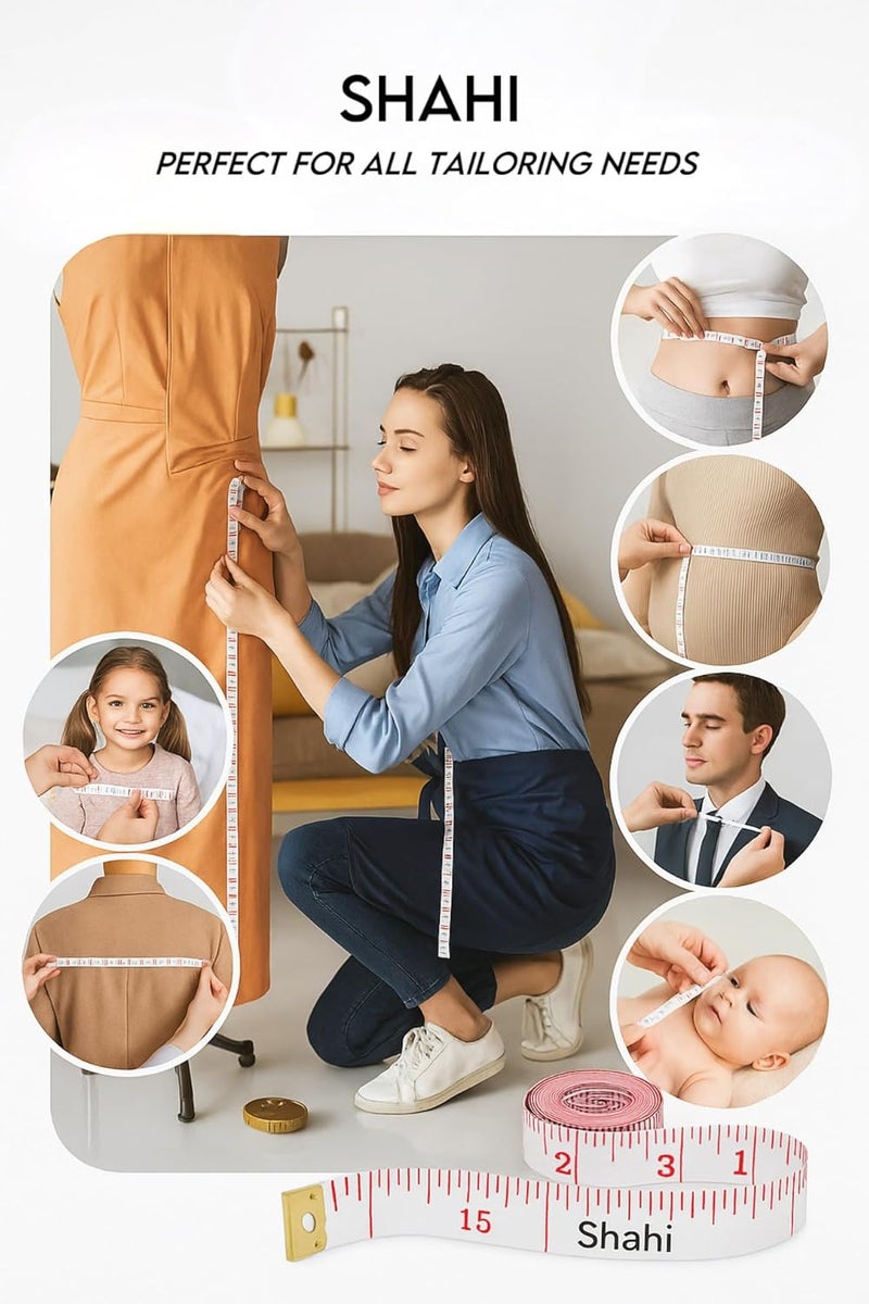 Shahi Soft Measuring Tape Flexible Vinyl Ruler with Double Scale for Body Measurement, Sewing, Tailoring, Crafts, Weight Loss & Medical Use 60-inch/150cm with Reverse Centimeter Scale (Yellow/2 Pack) - Image 5